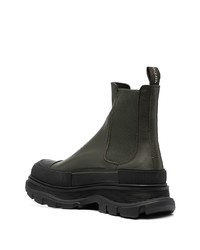 Bottines chelsea en cuir vert foncé Alexander McQueen