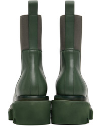 Bottines chelsea en cuir vert foncé Rick Owens