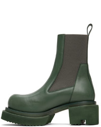 Bottines chelsea en cuir vert foncé Rick Owens