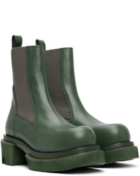 Bottines chelsea en cuir vert foncé Rick Owens