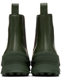 Bottines chelsea en cuir vert foncé Jil Sander