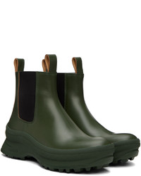 Bottines chelsea en cuir vert foncé Jil Sander