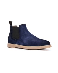 Bottines chelsea en daim bleu marine Santoni