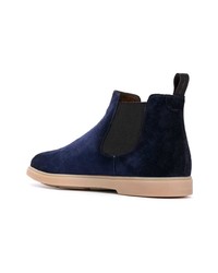 Bottines chelsea en daim bleu marine Santoni