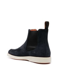 Bottines chelsea en daim bleu marine Santoni