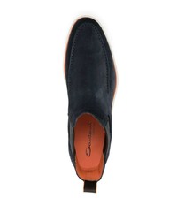 Bottines chelsea en daim bleu marine Santoni