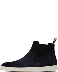 Bottines chelsea en daim bleu marine Santoni