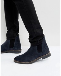 Bottines chelsea en daim bleu marine Silver Street