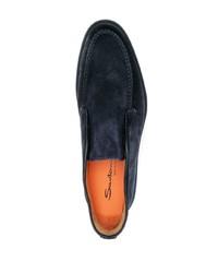 Bottines chelsea en daim bleu marine Santoni