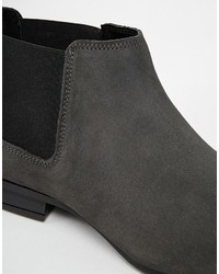 Bottines chelsea en daim gris foncé Asos