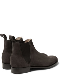 Bottines chelsea en daim gris foncé Edward Green