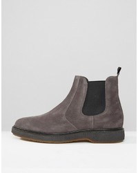 Bottines chelsea en daim gris foncé Asos