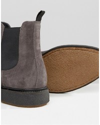 Bottines chelsea en daim gris foncé Asos