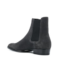 Bottines chelsea en daim gris foncé Saint Laurent