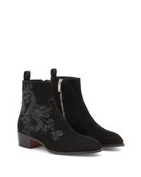 Bottines chelsea en daim imprimées noires Giuseppe Zanotti