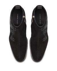 Bottines chelsea en daim imprimées noires Giuseppe Zanotti