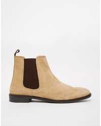 Bottines chelsea en daim marron clair Asos