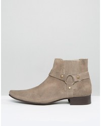 Bottines chelsea en daim marron clair Asos