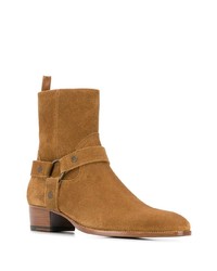 Bottines chelsea en daim marron clair Saint Laurent