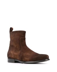 Bottines chelsea en daim marron foncé Santoni