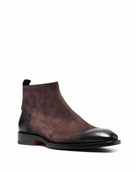 Bottines chelsea en daim marron foncé Santoni