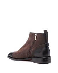 Bottines chelsea en daim marron foncé Santoni