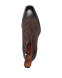 Bottines chelsea en daim marron foncé Santoni