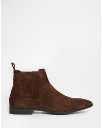 Bottines chelsea en daim marron foncé Asos