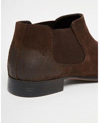 Bottines chelsea en daim marron foncé Asos