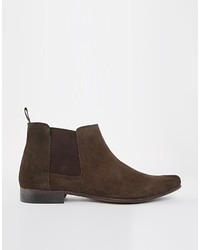 Bottines chelsea en daim marron foncé Asos