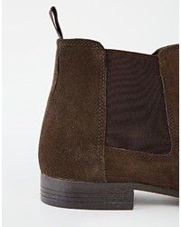 Bottines chelsea en daim marron foncé Asos