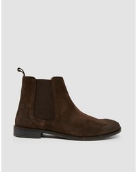 Bottines chelsea en daim marron foncé Asos