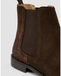 Bottines chelsea en daim marron foncé Asos