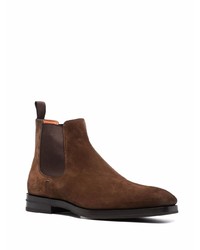 Bottines chelsea en daim marron foncé Santoni