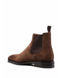 Bottines chelsea en daim marron foncé Santoni