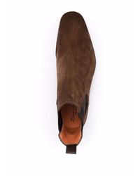 Bottines chelsea en daim marron foncé Santoni