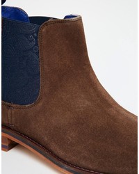 Bottines chelsea en daim marron foncé Ted Baker