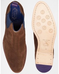 Bottines chelsea en daim marron foncé Ted Baker