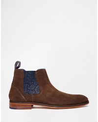 Bottines chelsea en daim marron foncé Ted Baker