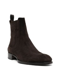 Bottines chelsea en daim marron foncé Brioni