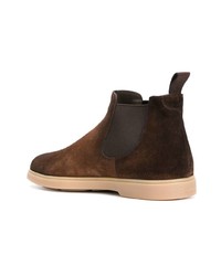 Bottines chelsea en daim marron foncé Santoni