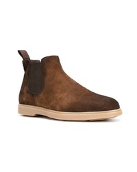 Bottines chelsea en daim marron foncé Santoni