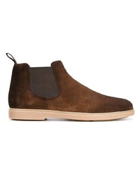 Bottines chelsea en daim marron foncé Santoni