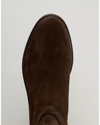 Bottines chelsea en daim marron foncé Asos