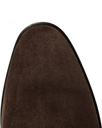 Bottines chelsea en daim marron foncé John Lobb