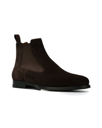 Bottines chelsea en daim marron foncé Santoni