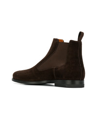 Bottines chelsea en daim marron foncé Santoni