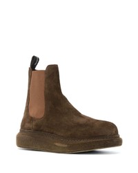 Bottines chelsea en daim marron foncé Alexander McQueen