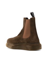 Bottines chelsea en daim marron foncé Alexander McQueen