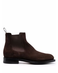 Bottines chelsea en daim marron foncé Santoni